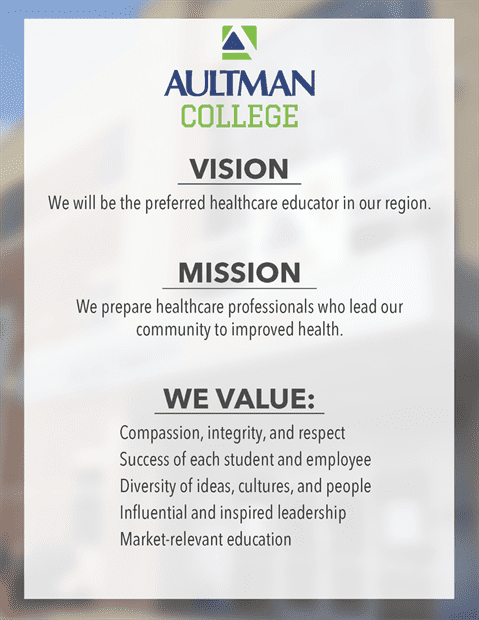Vision/Mission/Values for Aultman College